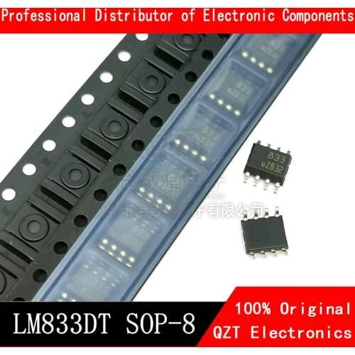 10pcs new and orginal LM833DT LM833 silk-screen 833 SOP-8 Low noise dual operational amplifier SMD new and original IC