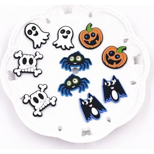 10Pcs Scared Halloween Ghost Pumpkin PVC Flatback DIY Magnets Phone Case Wristband Center Crafts Winder Bookmarks