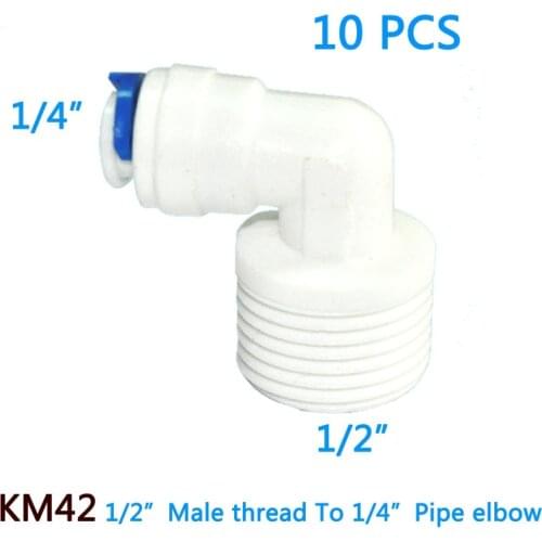 10 PCS Water purifier water Threaded joints/ connector 1/2" External thread to 1/4" pipe accessories fast joint elbow