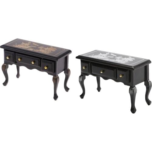 2 Pieces 1:12 Doll House Desk Model Bedroom Furniture Supplies Scenery Accs
