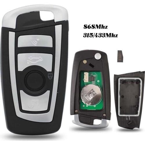 315mhz Uncut Blade Car Remote Smart Key Alarm Keyless Fob Shell Case with Chip for BMW 1 3 5 7 Series CAS4 System Auto Vehichle