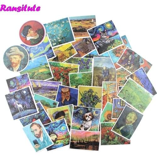 36pcs/set Van Gogh PVC Waterproof Fun Sticker Toy Luggage Sticker Motorcycle And Luggage Notebook Sticker R657