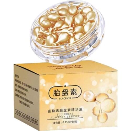 38pcs Fullerene Face Moisturizing Placenta Anti-aging Essence Peptide Facail Serum Capsule Firming Skin Care Whitening Cream