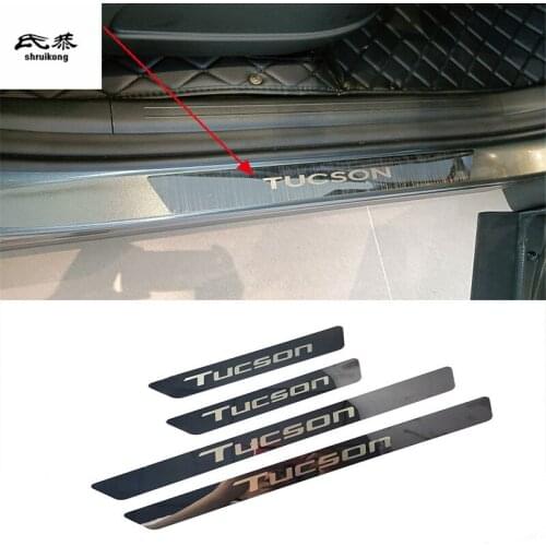 4PCS/Lot Stainless Steel Material For 2021 Hyundai TUCSON MK5 Ultra-Thin Stainless Steel Door Sill Pedal Scuff Plate Cover