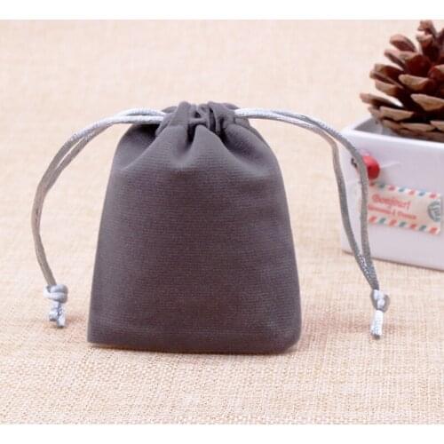 Wholesale 50pcs/lot 10x12cm Gray Velvet Bag Drawstring Pouch Jewelry Gift Bag Wedding Charms Bracelets Jewelry Packaging Bags
