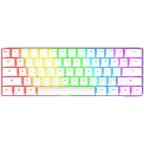 White Keyboard with RGB Lighting Jelly Pudding Rainbow PBT Two-color 61 Keys Bluetooth Wired Dual Mode Mechanical Keyboard Gamer