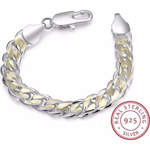 Lekani Original Real 100% 925 Sterling Silver Charm 10mm Bracelet For Men And Women With S925 Stamp Texture Bracelet Jewelry