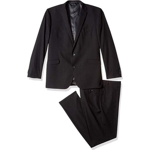 Black Notch Lapel Men Suit Groomsman Relaxed Loose Style Male Business Suit Two Pieces Suit (Jacket+Pant)