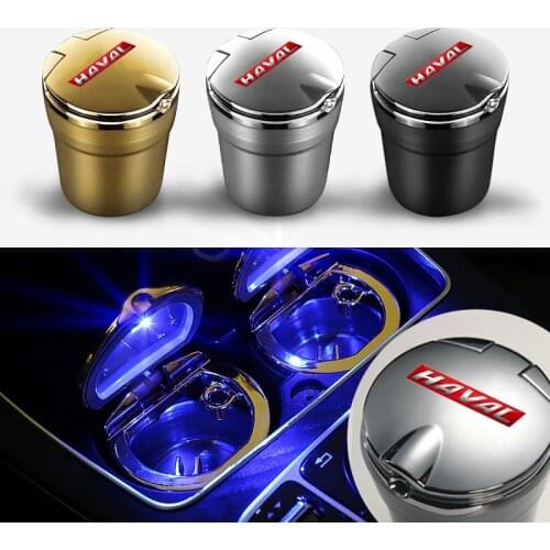 Color logo Car Ashtray with LED Light Push Type for HAVAL H5 H6 H7 H9 F7 F7X M4 H8 Auto Vehicle Cigarette Ashtray Holder Decor