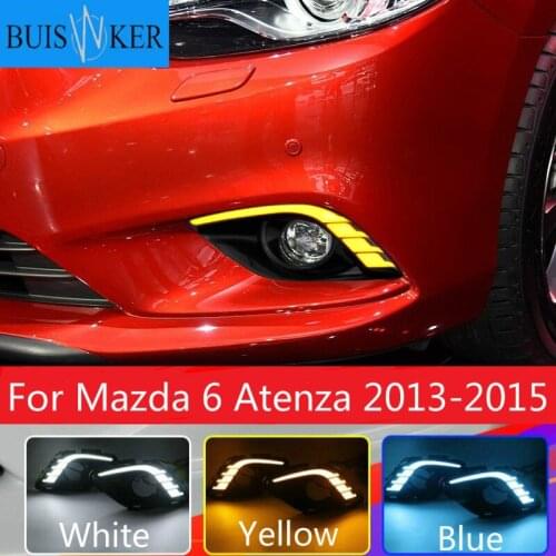 For Mazda 6 Atenza 2013 2014 2015 Turning Signal & Dimming style relay 12V LED car DRL daytime running lights with fog lamp hole