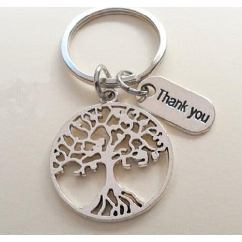 Tree Of Life Thank Yuo Fashion Keychain Graduation Season Keychain TeacherS Day Thanksgiving Keychain Jewelry Gift For Friends