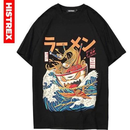 Japanese Harajuku T-Shirt Men 2020 Summer Hip Hop T Shirts Noodle Ship Cartoon Streetwear Tshirts Short Sleeve Casual Top Cotton