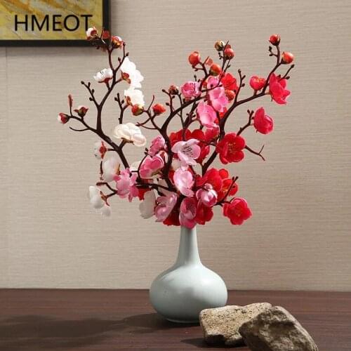 Artificial Flower Plum Cherry Blossom Branches Room Floor Desktop Home Decoration Plum Blossom Fake Flower DIY Wedding Ornaments