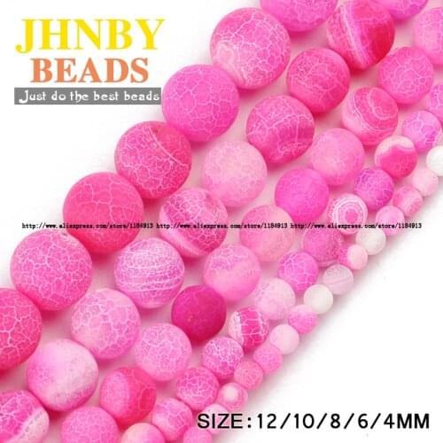 JHNBY AAA Rose Weathered carnelian beads Natural Stone Pink Round Loose beads ball 4/6/8/10/12MM Jewelry bracelet making DIY