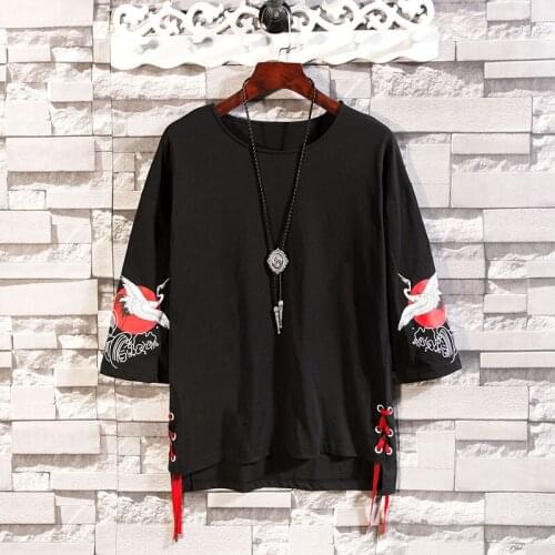 Asian Streetwear Japanese Top Haori Online Chinese Store Harajuku Kimono Streetwear T-Shirt Samurai Costume Asian Clothes FF2842