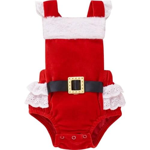 Citgeett Summer Christmas Newborn Baby Girls Bodysuit Sleeveless Jumpsuit Xmas Clothes Suit