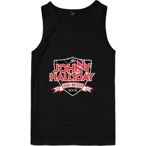 Johnny Hallyday Rock Star mens tank tops shirt hip hop summer gym vest casual bodybuilding tank top men singlet fitness clothing