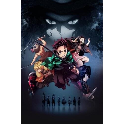 Nice Anime Kimetsu no Yaiba Poster Silk Fabric Wall Art Poster Print Painting Nature Decoration Pictures Modern Home Decor