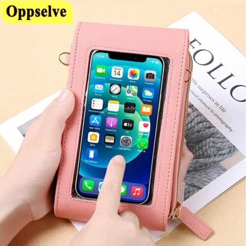 Multi-layer Crossbody Money Bags Leather Shoulder Strap Handbag for Lady Key Coin Touch Screen Leather Cell Phone Wallet Pocket