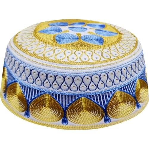 Golden Blue Topi Kippah Islam Prayer Rug Saudi Abaya Prayer Caps Seccade Шапка Ислам Men Намаз Mütze Damen
