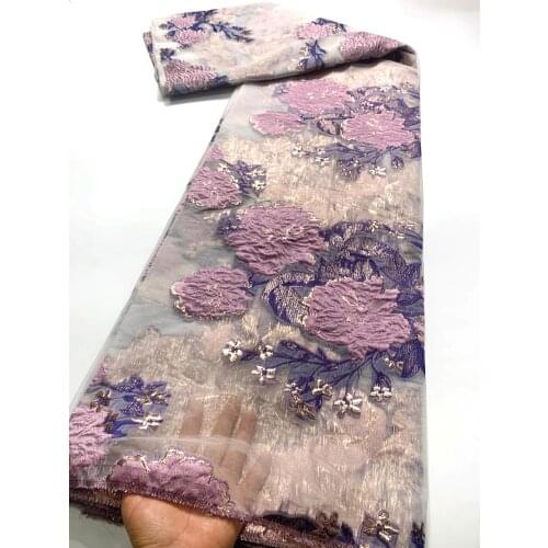 Latest African Lace Fabric 2021 High Quality Brocade Jacquard Lace Fabric French Organza Nigerian Lace Fabric For Wedding JK4762