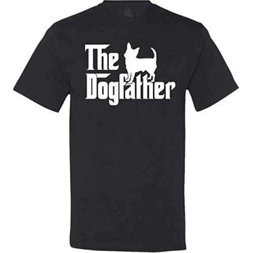 New 2019 Fashion Summer Short Sleeves New Fashion T-Shirt Men Clothing The Dogfather Chihuahua DOG Mens T-Shirt