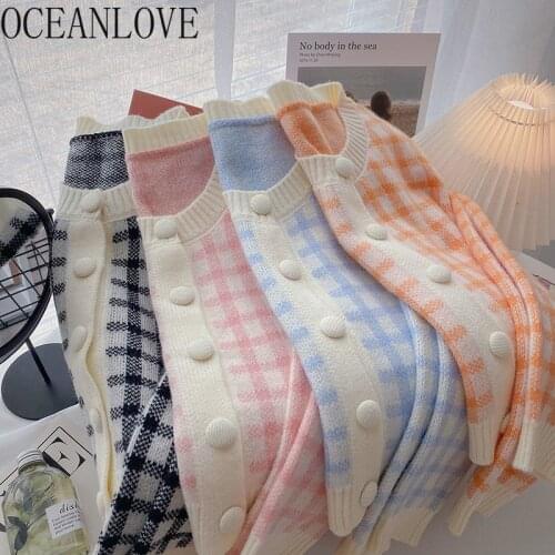 OCEANLOVE Sweet Cardigans Women Short Single Breasted Kawaii Japan Style Sweaters Slim Ins Autumn Winter Sueters De Mujer