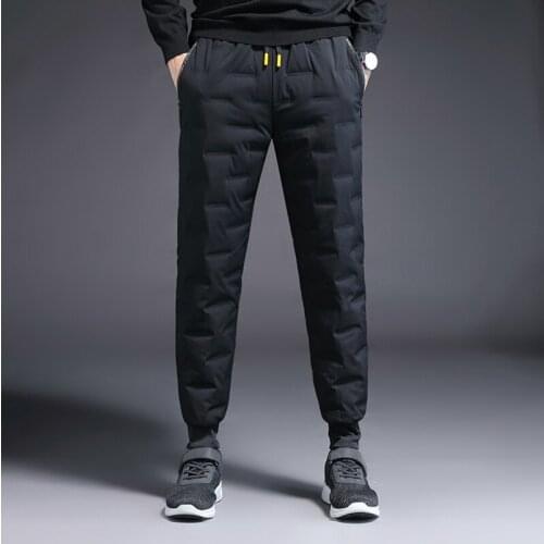 White Duck Down Pants for Men High Quality Winter Thick Warm Casual Trousers