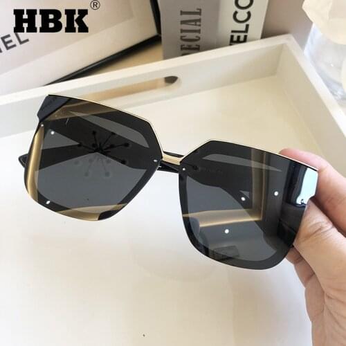 HBK 2021 Fashion Square Sunglasses Women Men Luxury Brand Designer Big Frame Sun Glasses Vintage Oversized Unisex Travel UV400