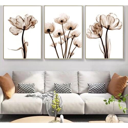 Modern Poetry Transparent Flower Canvas Painting Poster Art Print Picture Home Wall Decoration Simple Wall Decor