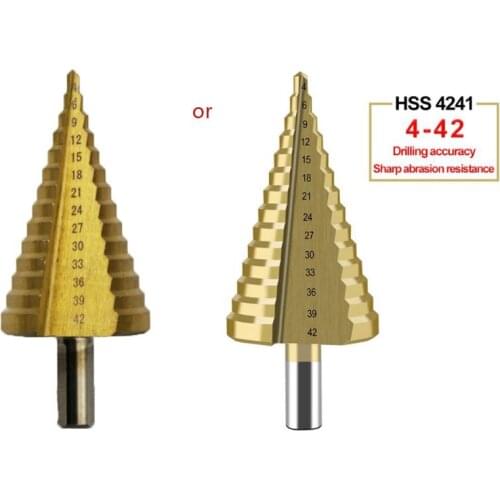 4-42mm HSS Titanium Coated Step Drill Bit Drilling Power Tool for Metal High Speed Steel Wood Hole Cutter Cone