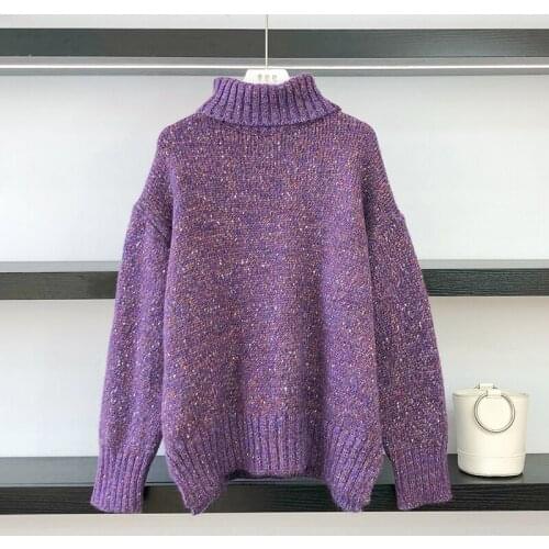 High Collar Sweater Womens Autumn And Winter New Style Versatile Loose Lazy Style Thickened Knitted Top