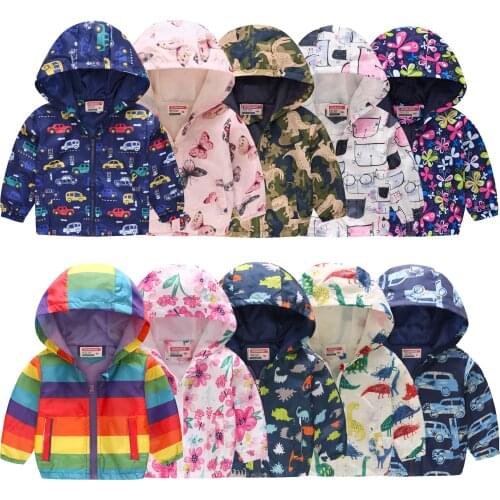 Spring Windbreaker for Girls Boy Dinosaur Childrens' Jacket 2 To 8 Years Baby Toddler Kids Coat Teen Child Bomber Hooded Clothes
