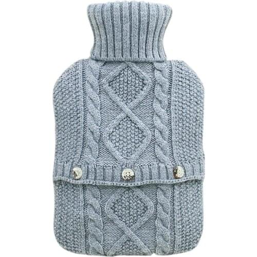 Knit Warm Hot Water Bottle cover Pure Color Collapsible Hot Water Bottle Hot Water Bottles Warm Hand Warm Handbag #W0