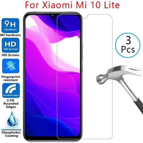Tempered glass screen protector for xiaomi mi 10 lite 5g case cover on ksiomi xiao my 10lite light protective phone coque bag 9h