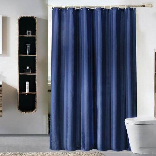Shower Curtain Solid Blue Fabric Mildew Resistant Waterproof Bath Curtains for Bathroom 12pcs Hooks
