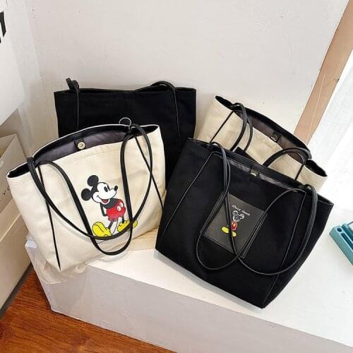 Disney bag women 2020 new fashion all-match cartoon Mickey portable canvas bag large capacity tote bag