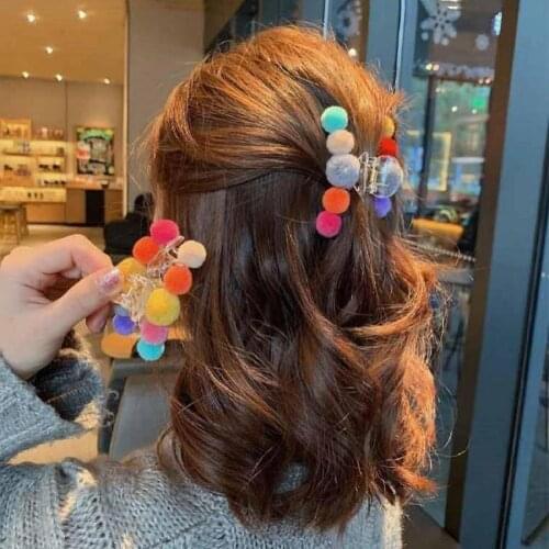 Women Fashion Multicolor Pompoms Bangs Hair Clips Hairpins Barrettes Headwear