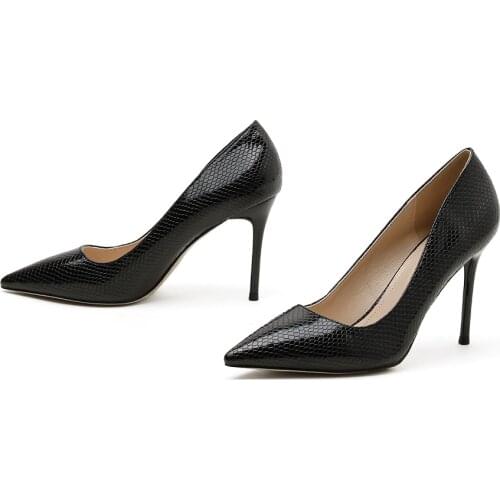 Womens High Heels 2021 Autumn New Fashion Sexy Pointed Snake Pattern Shallow Mouth Stiletto Shoes In Sizes 35 To 42