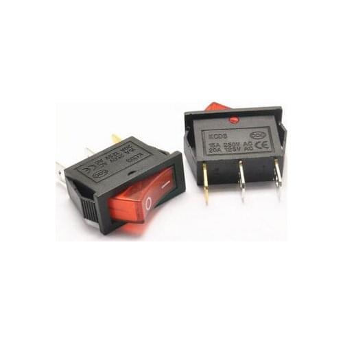 10PCS/LOT Red/green ship type switch with light KCD3-101N KCD2 3 foot 2 gear tilt plate switch 16A 250V