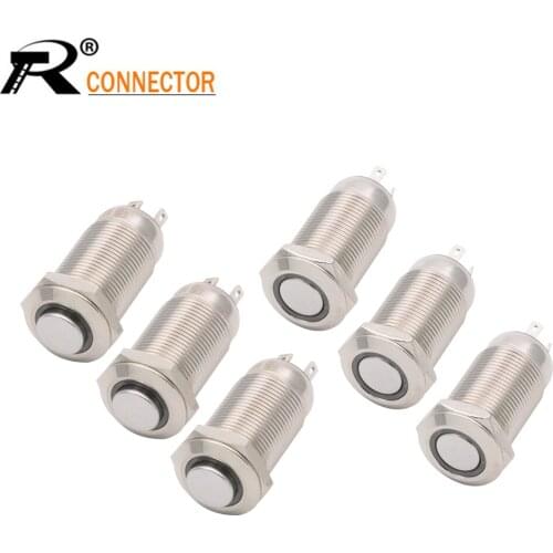 12mm metal button switch power with lamp symbol self-locking flat/high-sided ring lamp small waterproof circular micro 5/12/ 24V
