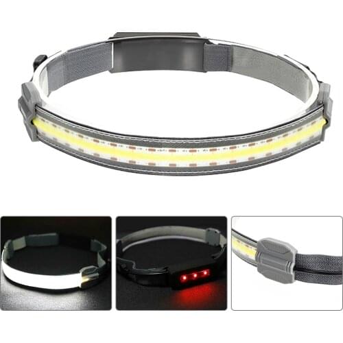 1200 mAh USB Night Running Headlamp COB LED Flashlight Night Red Light Warning Portable Outdoor Running Headlight Multi Tools