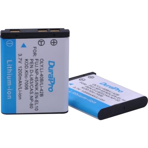 2X 1200mAH Li-40B Li-42B Li 40B 42B Camera Battery for Olympus Li-42B for Pentax D-Li63 for Fuji NP-45 for Nikon EN-EL10