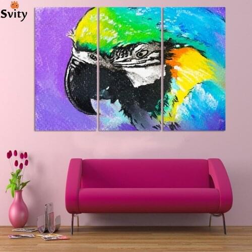 3pcs/set MODERN ABSTRACT HUGE WALL PAINTING PRINT ON CANVAS FOR COLORFUL BIRDS ART DECORATION FOR CHILDREN 'S ROOM no frame