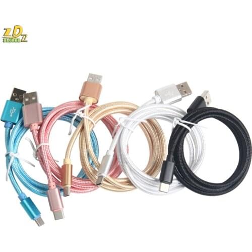 300pcs/lot Nylon USB Type C Micro 5pin 8pin Data Sync Charger Cable for Vivo XL, Vivo 5 iphone Huawei Charging Cable 1M/2M/3M