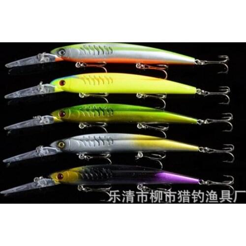 5 Pieces Minnow Hard Fish Bait 14.5cm 12.7g With Long tongue 3 Treble Hook Wobbler Vibration Lure Fishing Tackle