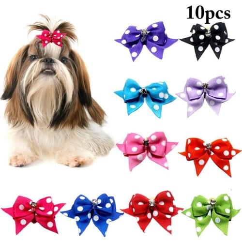 10 Pcs/Set Pets Dogs Hair Bows Decor Creative Dog Hair Bows With Lovely Dot Decorative Accessories Puppy Kitten Hair Supplies