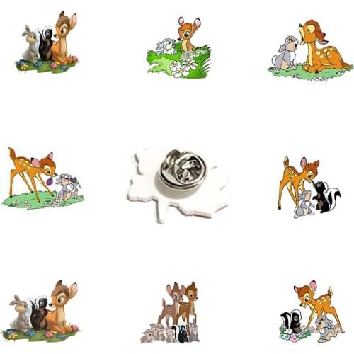 Disney Bambi Pattern Lapel Pin Bambi And Bunny Thorn Cartoon Q Version Lapel Pin Acrylic Pin Accessories Gift