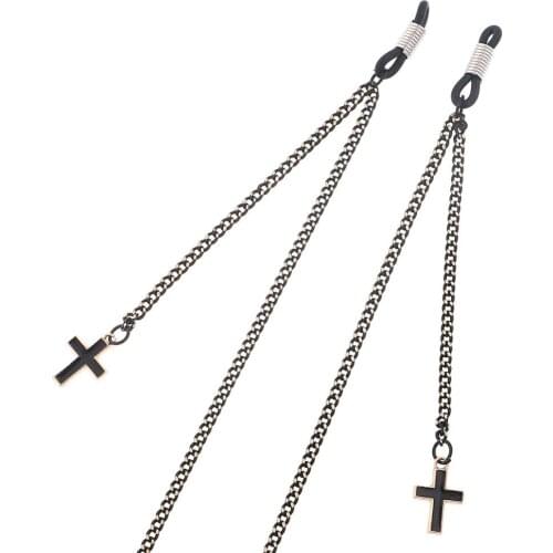 Glasses Chain Cross Pendant Metal Necklace Strap Non Slip Rope Fashion Reading Glasses Sunglasses Chains