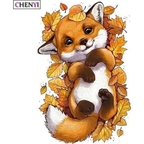 CHENYI 5D DIY Diamond Embroidery Animal Fox Diamond Painting Cross Stitch Full Square/Round Drill Mosaic Wall Decoration Gift